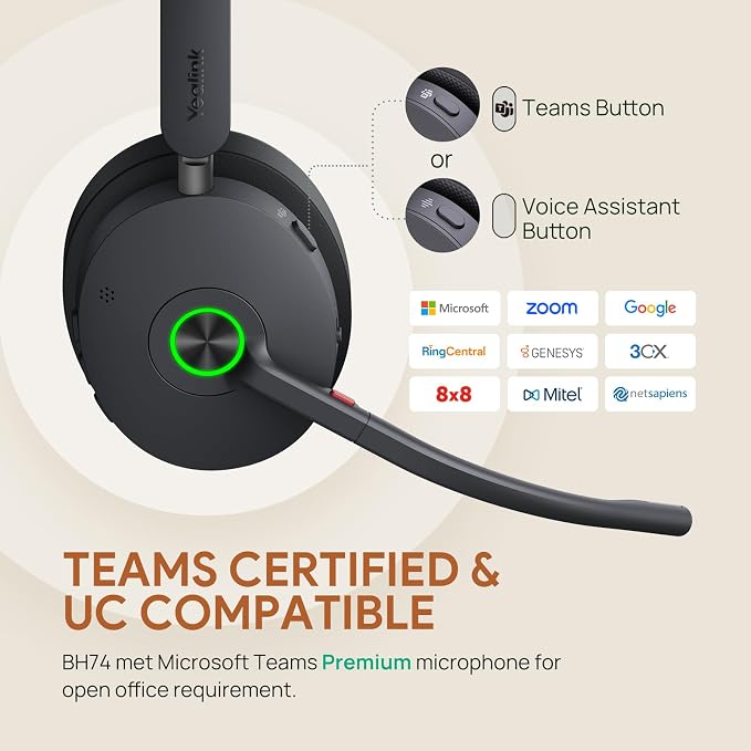 Yealink BH74 with Stand ANC Wireless Bluetooth Headset with Mic - Image 4