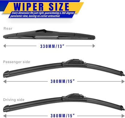 3 wipers Replacement for 2007-2017 Jeep Wrangler/2008-2018 Jeep Wrangler JK - Image 2