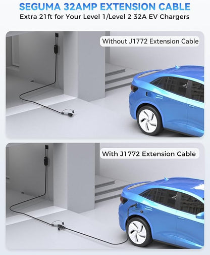 EV Charger Extension Cable, 21ft 32Amp J1772 Extension Cable Compatible - Image 2