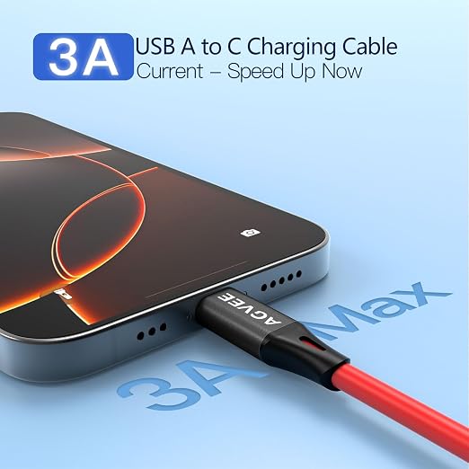 AGVEE 2 Pack 3ft Coiled Short USB to USB-C Charging Cable 3A Fast Charger Cord - Image 2