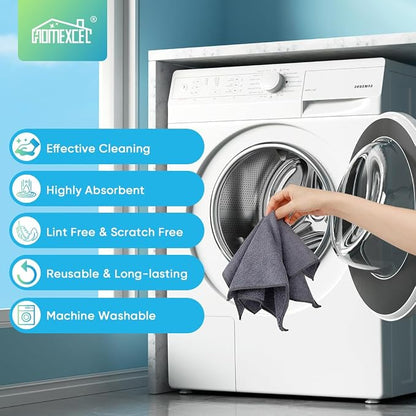 HOMEXCEL Grey Microfiber Cleaning Cloth, 12 Pack Premium Microfiber Towels - Image 6