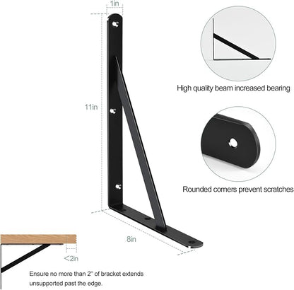 32 Pack L12 x H 8" Black Heavy Duty Shelf Brackets - Image 2