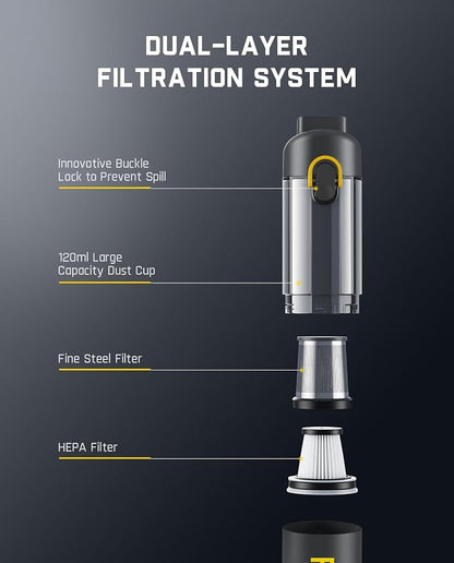 Fanttik Slim V8 Mate Cordless Car Vacuum Suction Power 12000Pa, Portable Mini - Image 9