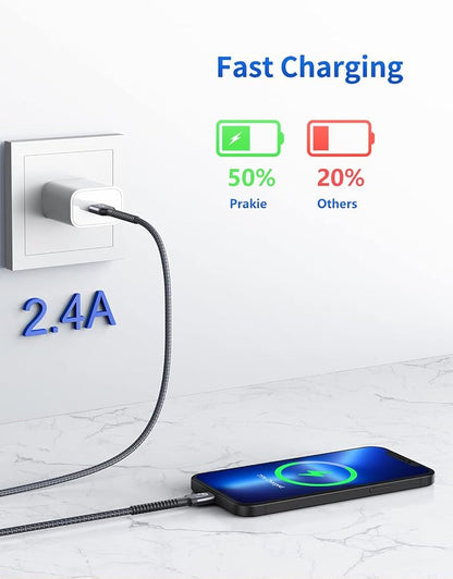 iPhone Charger Cable 2Pack 6FT, Nylon Braided Lightning Cable, Fast Charging - Image 2