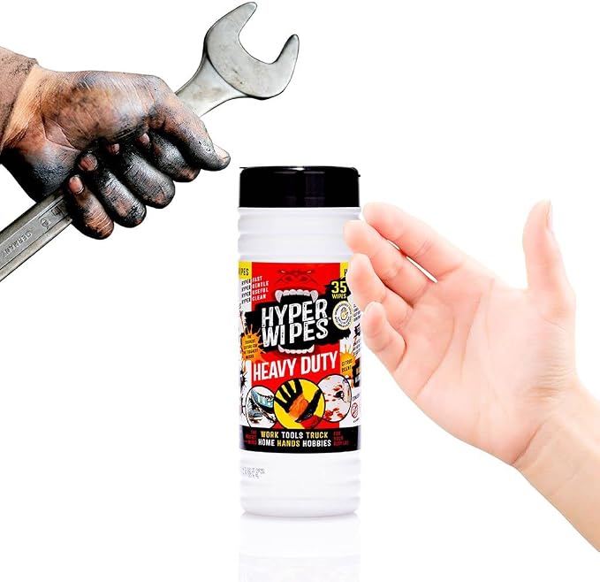Hyper Wipes, 1 Pack Heavy Duty Hand & Tool Cleaning Wipes, Degreasing, All - Image 4