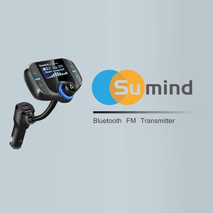 Bluetooth FM Transmitter, Sumind Wireless Radio Adapter Hands-Free Car Kit - Image 8