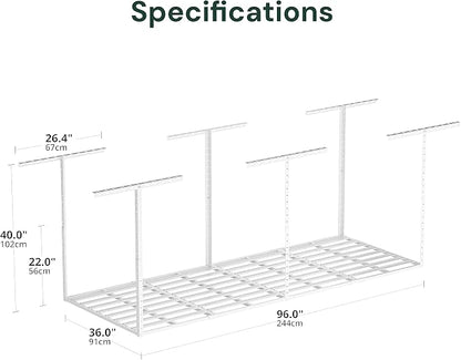 SunsGrove 3x8 Garage Storage Overhead Rack Organization, Adjustable Ceiling - Image 3