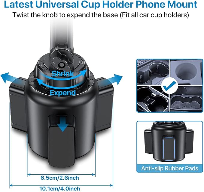 Miracase Cup Phone Holder for Car, Adjustable Long Neck Car Cup Holder Phone - Image 3