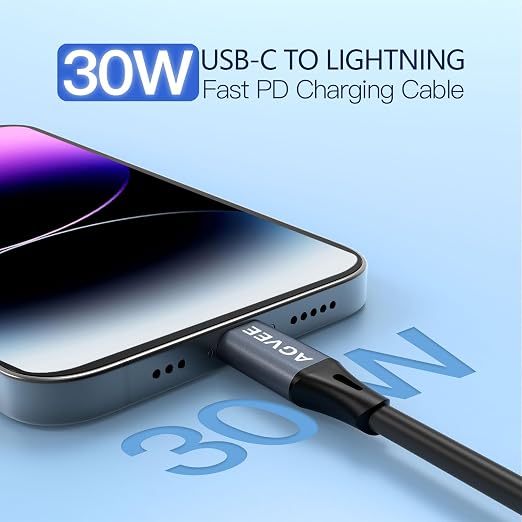 AGVEE 2 Pack 5ft Coiled Short USB-C to Lightning Charging Cable 30W PD Fast - Image 2