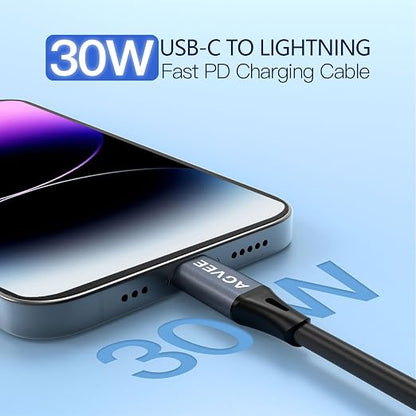 AGVEE 2 Pack 5ft Coiled Short USB-C to Lightning Charging Cable 30W PD Fast - Image 2