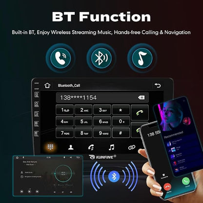 Kunfine Car Android Navigation Stereo GPS Radio Reverse Camera Display 9" IPS - Image 6