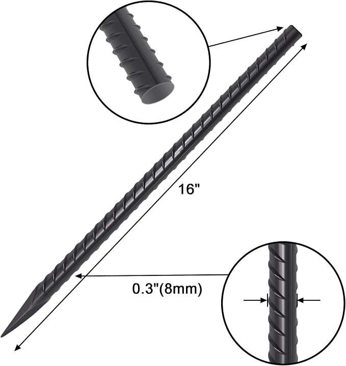 VVOKGO Rebar Stakes 16 Inches Ground Concrete Form Stakes, Straight Metal - Image 2