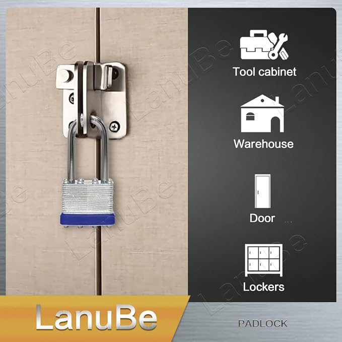 LanuBe Laminated Padlock 1-9/16inch Long Shackle 24 Pack Keyed Alike, Bulk Locks - Image 9