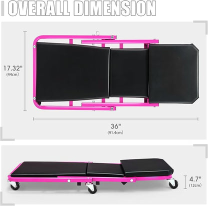 DNA MOTORING 36 Inches 2 IN 1 Rolling Folding Car Creeper/Seat, 150kg Weight - Image 3