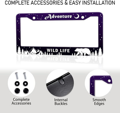 Adventure Awaist License Plate Frame, Mountains Forest Bear Tag Plate Frame - Image 7