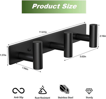Wall Mounted Coat Rack-3 Hooks, Heavy Duty Stainless Steel Hook Rail - Image 3