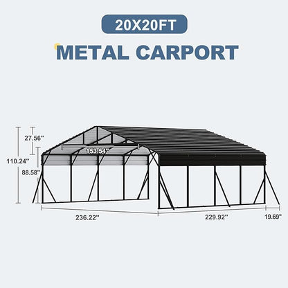 20x20 FT Metal Carport, Garage - Image 2