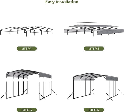 Carport 12x20 FT Heavy Duty Metal Carport, Outdoor Metal Canopy - Image 6