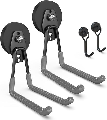 3-H Heavy Duty Magnet Garage Hooks 2 Pack, Extra Large Strong Magnetic Hooks by 3-H