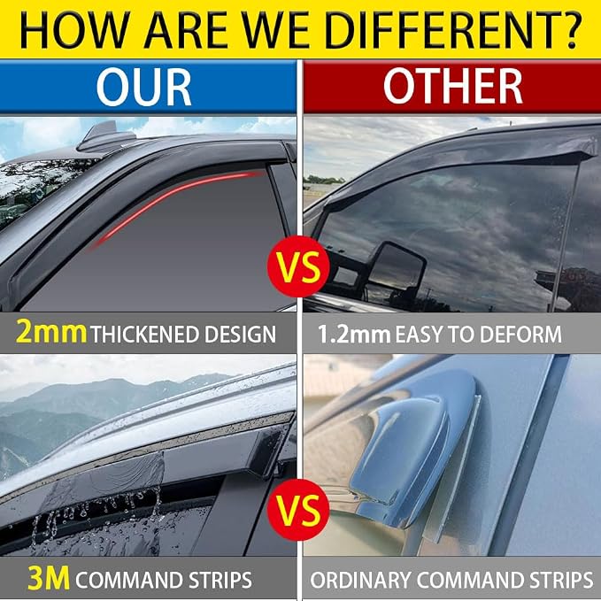 Rain Guards for Camry 2018-2023, Tape-on Side Window Deflectors for Camry - Image 3