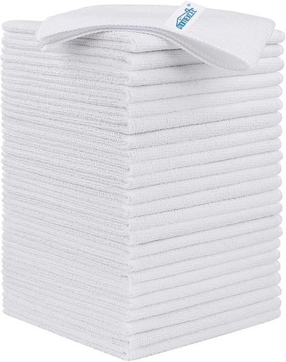 HOMEXCEL White Microfiber Cleaning Cloth, 24 Pack Cleaning Towels by HOMEXCEL