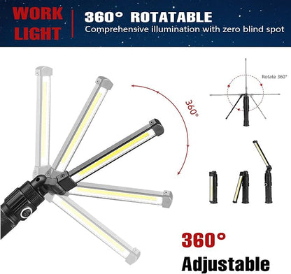 Rechargeable Work Light, 360° Rotate Design, Magnetic LED Work Light Foldable - Image 5