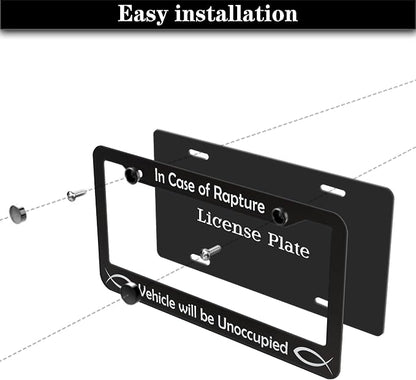 License Plate Frames Black and White License Plate Frame in Case of Rapture - Image 7