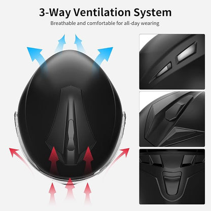 Full Face FreedConn Motorcycle Helmet Bluetooth 5.0 Integrated 2 Way Intercom - Image 2