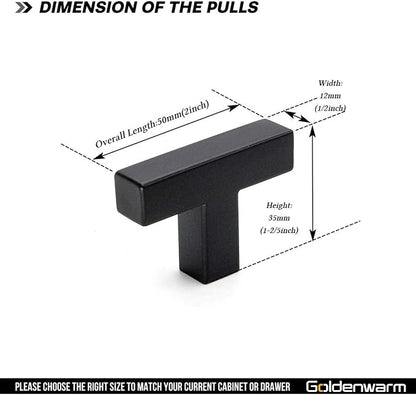 goldenwarm 10 Pack Black Cabinet Knobs T Bar - Image 2