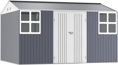 12x10 FT Metal Shed Heavy-Duty, Outdoor Storage Garden Sheds - Image 9
