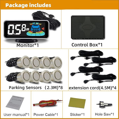 Car 8 Parking Sensors Kit Assist System Reverse Front and Rear Reverse Radar - Image 2