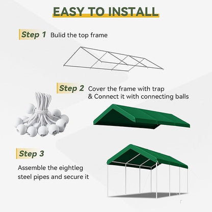Aoxun 10x20 ft Heavy Duty Carport - Image 7