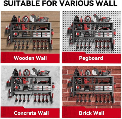 Power Tool Organizer Wall Mount, Heavy Duty 4-Tier Garage Storage Rack - Image 7