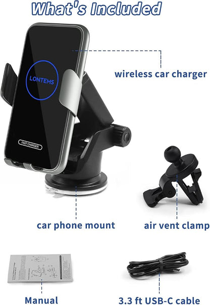 15W Car Mount Charger Qi Fast Wireless Charging Phone Mount, Windshield - Image 9
