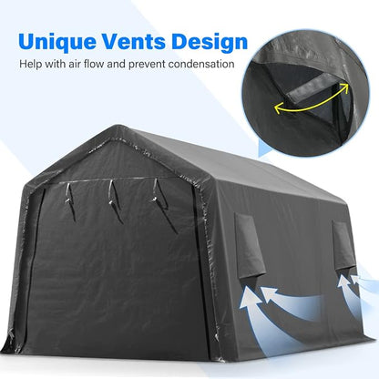 ADVANCE OUTDOOR 10x15 ft Shelter Storage Shed Steel Metal Peak Roof Portable - Image 2