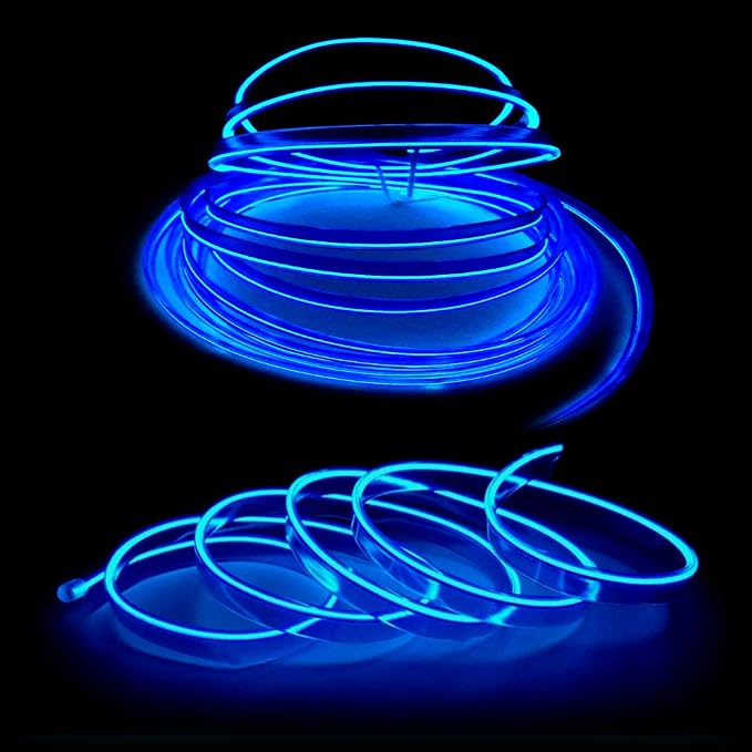 El Wire Blue Interior Car LED Strip Lights, 3M Neon Wire USB 5V - Image 3