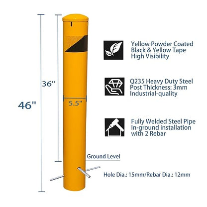 46" High Pour in Place Steel Bollard Post - Image 4