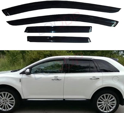 4pcs Front+Rear Smoke Sun/Rain Guard Outside Mount Tape-On Window Visors by LQQDP