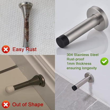 JQK Door Stopper, 304 Stainless Steel Thicken 1mm Sound Dampening Door Stop - Image 7