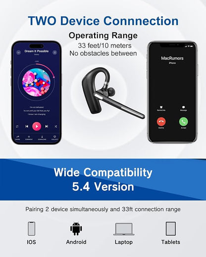 Bluetooth Headset V5.4, Wireless Bluetooth Earpiece - Image 5