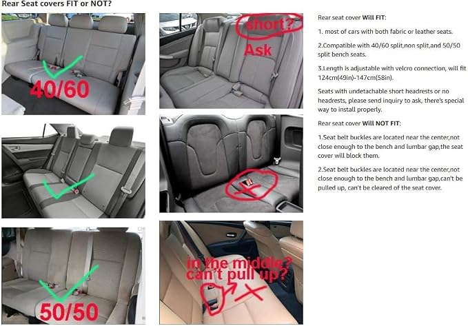 Seat Covers Full Set, Waterproof Leather Seat Covers - Image 7