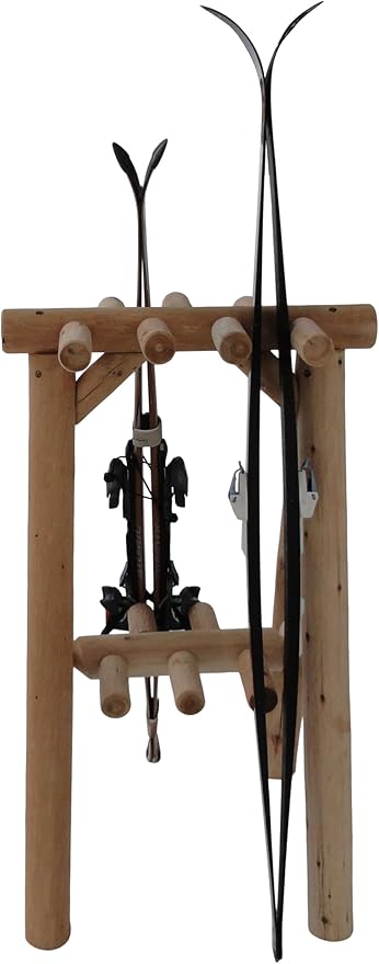 9-Place Freestanding Log Ski Rack Holder, Indoor & Outdoor Snowboard Racks - Image 8