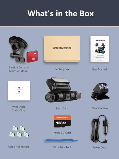 PRUVEEO 360 Degree View 4 Channel Dash Cam Front and Rear Inside Left Right - Image 8