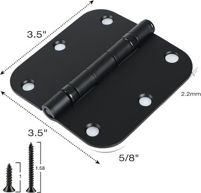 3 Pack Rounded Matte Black Door Hinges 3.5 Inch 5/8" Radius No Squeak Ball - Image 5