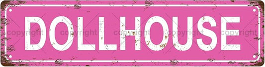 DOLLHOUSE Space Vintage Metal Tin Street Sign Bar Cafe Garage Cave Home Room by Unknown