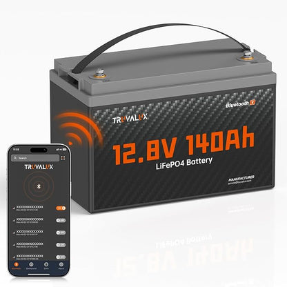 12V 140Ah LiFePO4 Bluetooth Lithium Battery Group31, Low Temp Protection by TRUVALUX