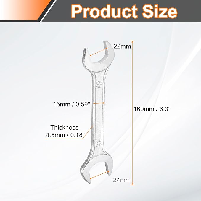 HARFINGTON Double Open End Wrench 22mm x 24mm Metric 15 Degree Offset Angle - Image 2
