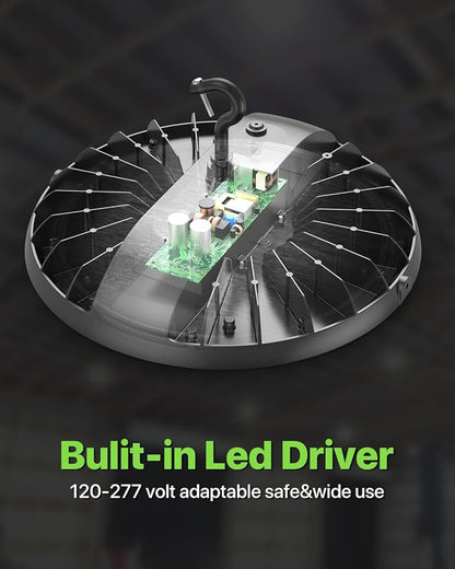200W UFO LED High Bay Light 6-Pack 150LM/W 30, 000LM Output Led Shop Lights - Image 5