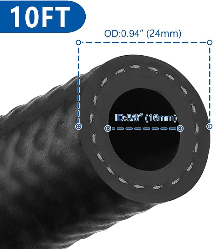 LokoCar Rubber Fuel Hose Line Push Lock 5/8" ID SAE 30R7 NBR 10ft 300PSI Black - Image 3
