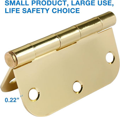 3 Pack Rounded Door Hinges 3-1/2" x 3.5 inch, 5/8 Radius, Polished Brass 3 ½ - Image 3